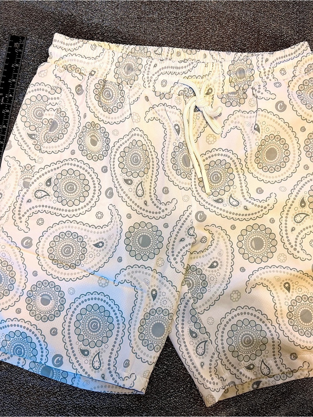 Cookies White Paisley Men's Swim Trunks – Lightweight Beach Shorts - Picture 3 of 7